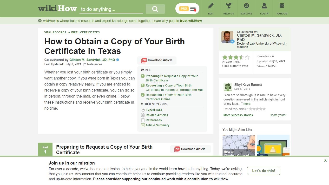 How to Obtain a Copy of Your Birth Certificate in Texas: 12 Steps - wikiHow